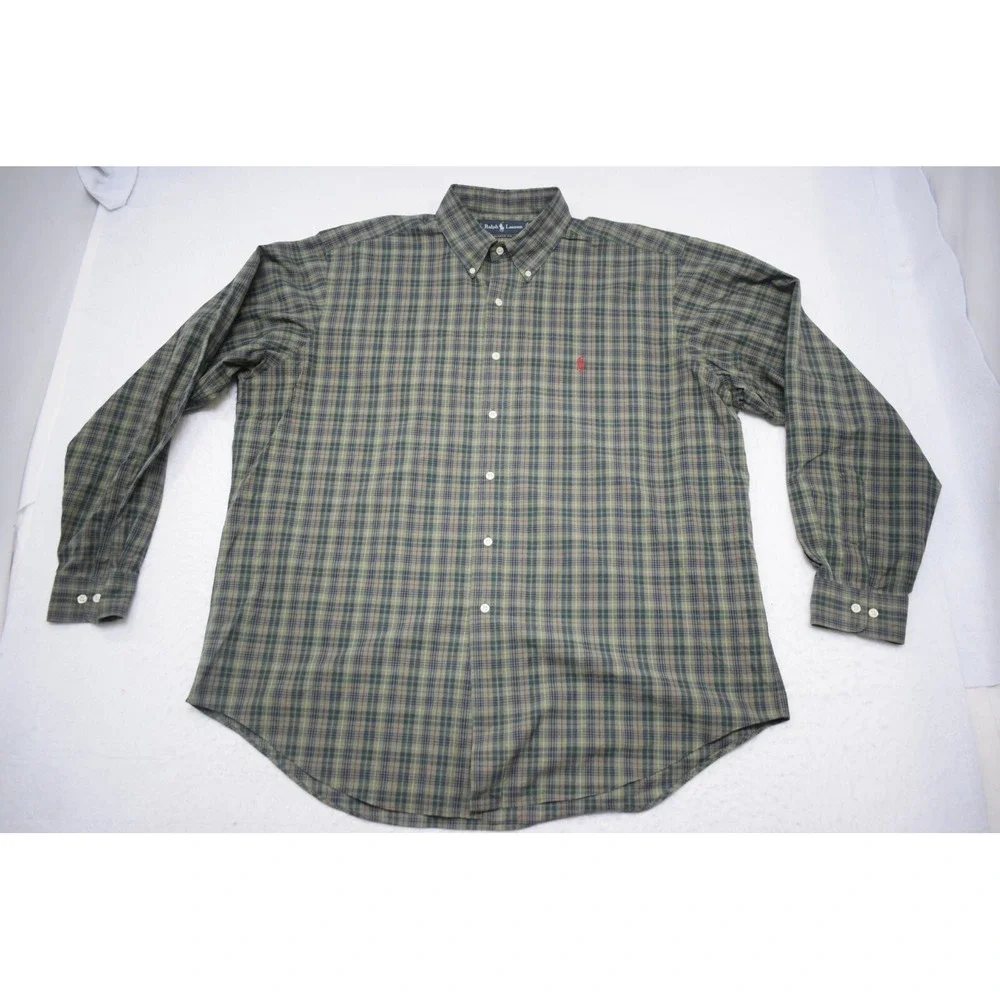 Polo Ralph Lauren Dress Shirt Classic Fit Plaid Long Sleeve Mens Size 17.5 XL - Picture 6 of 8